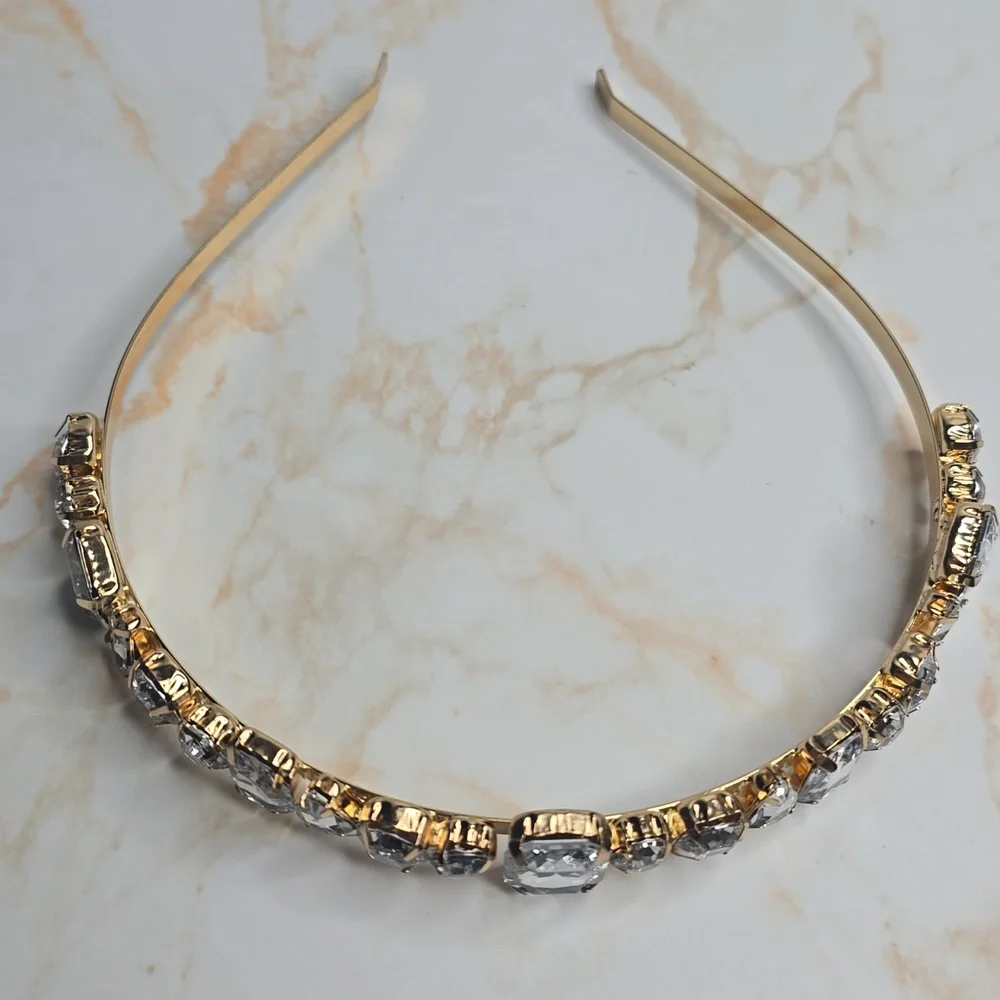 Clear Stone Metal Headban Elegant Gold and Silver Headband New